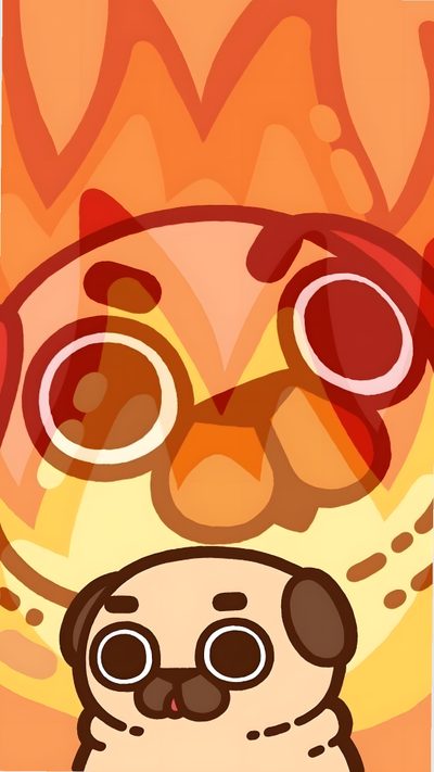 a cartoon pug with goggles on its head sitting in front of a fire Halloween Pug Iphone Cute Puglie Pug, Nuclear Pug, Pug Cartoon, Kawaii Pug, Pug Cartoon Hd, coral