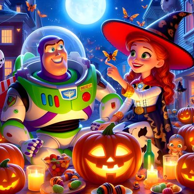the characters from toy story are surrounded by pumpkins and jack - o'- lanterns Toy Story Halloween Toy Story Pumpkin, Toy Story Of Terror, Toy Story Villians, Halloween Toy Story, dim gray