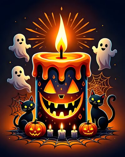 a halloween candle surrounded by cats and pumpkins Halloween Candle Halloween Image, Halloween Cut Outs, Happy Halloween Pictures, Halloween Outside, black