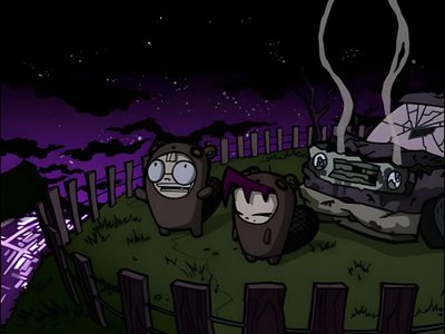 Invader Zim Beavers Cartoon Characters In A Spooky Night Scene, Halloween Cartoon Night Scene, Halloween Party Decoration Ideas, Spooky Cartoon Characters Outdoors, Spooky Cartoon Night Inspiration, Dib And Gaz Invader Zim, Invader Zim Background Characters, Invader Zim Banner, Invader Zim Bear Invader Zim Halloween Cartoon Characters In A Spooky Night Scene, Halloween Cartoon Night Scene, Halloween Party Decoration Ideas, black