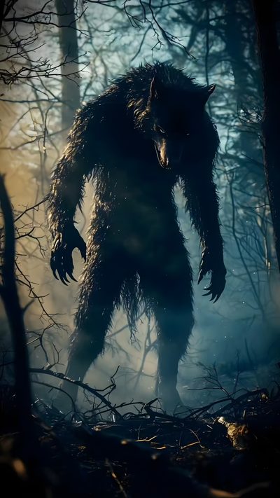 a bigfoot standing in the middle of a forest Halloween Werewolf Scary Wolf, Whatsapp Hd, Dark Art Photography, Fantasy Wolf, dark slate gray