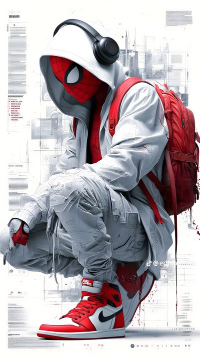 a spider man with headphones and a backpack Spiderman Halloween 4k Iphone Charging Animation, Spider-man Art, Spiderman 1, Live Fish, light gray