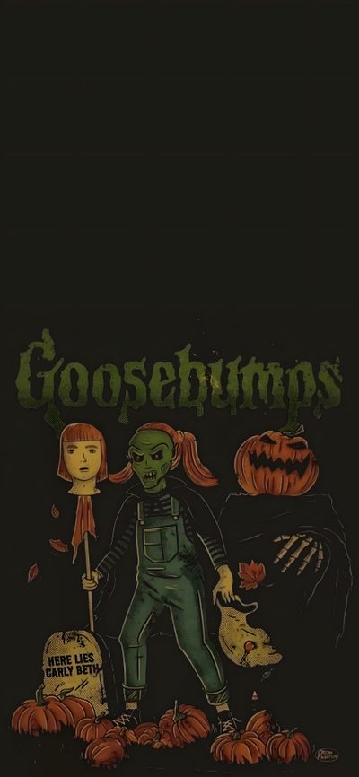 a black shirt with an image of a scare and pumpkins on the front that says goosebumps 2000s Halloween Aesthetic Goosebumps, Spooky Fall, Vintage Halloween Iphone, Halloween Phone Aesthetic, black