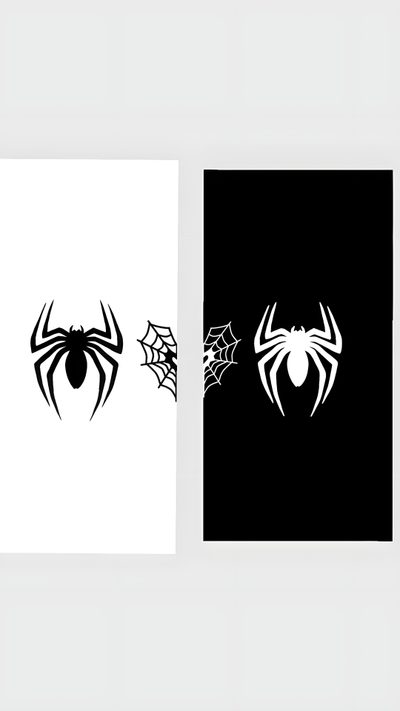two black and white logos with spider webs on them Matching Halloween For Best Friends Best Friend Matching Backgrounds, Matching For Boys, Friend Matching, gainsboro