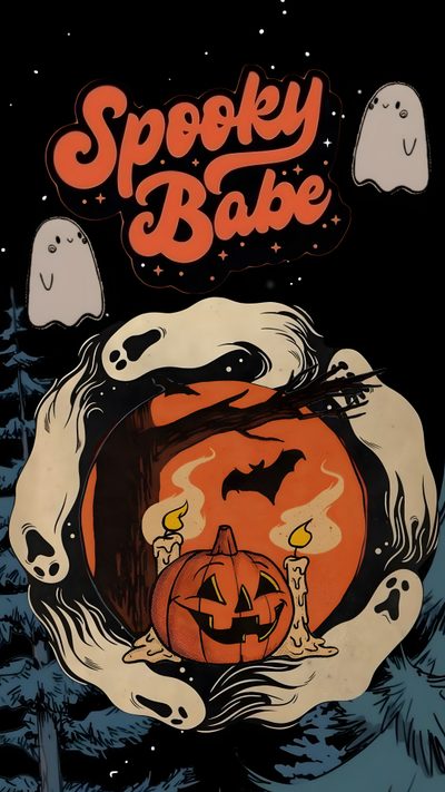 the spooky bake poster is shown with ghost and pumpkins on it Aesthetic Retro Vintage Halloween Vintage Halloween Art, Halloween Cute, Halloween Art, Image Halloween, black