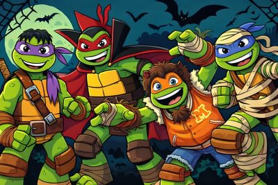 teenage mutant ninjas are posing for the camera Tmnt Halloween Tmnt Art, Teenage Mutant, Mutant Ninja, Teenage Mutant Ninja Turtles, dark olive green