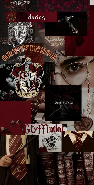 harry potter collage with hogwarts and gryffindor's crest Harry Potter Halloween Iphone Photo Harry Potter, Harry Potter Backgrounds, Harry Potter Phone, black
