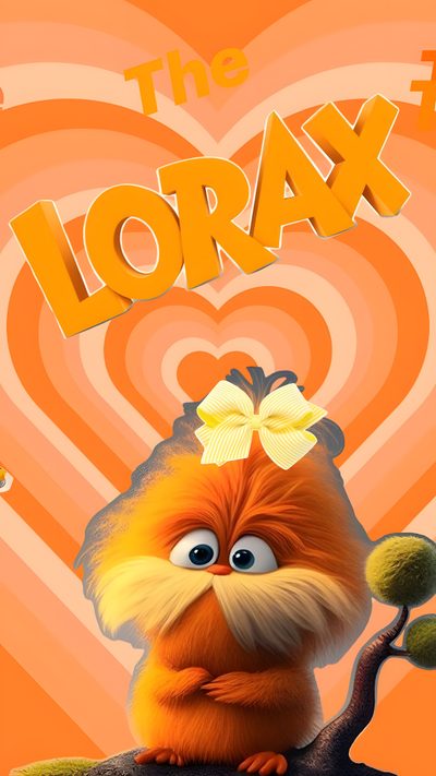 the lorax is sitting on top of a tree branch in front of a heart Preppy Lorax Halloween The Lorax Characters, Christmas Iphone Cute, Best Friend Halloween Costumes, sandy brown