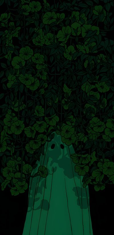 a green tree with leaves in the dark Halloween Green Aesthetic Iphone Spooky, Hexcore, Dark Spooky Aesthetic, Green Pixel Art Ghosts, black
