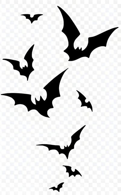 black and white silhouettes of bats flying in the sky, transparent background png Halloween Bats Flying Flying Bats Silhouette, Bat Outlines, Drawings Of Bats, Bats Drawings, white smoke