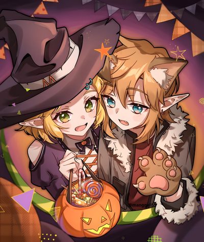 two anime characters dressed up as witches with pumpkins in their hands and one holding a candy bag Halloween Zelda Zelda Drawing, Link Zelda, Wind Waker, Ocarina Of Time, Linz, Legend Of Zelda, sienna