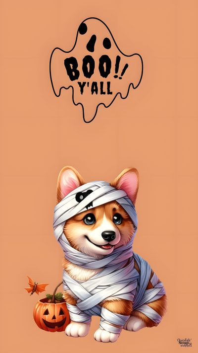 a dog with bandages wrapped around its head sitting next to a pumpkin Dog Halloween Iphone Cute Halloween Puppy, Halloween Dog Hd, Halloween Dog Background, Dog Phone, dark salmon