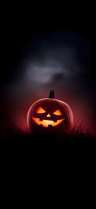 a jack - o'- lantern pumpkin lit up in the dark with its eyes open Ios 26 Halloween Iphone Gradient, Scary Halloween Pumpkins, Glow Halloween, Halloween Iphone, black