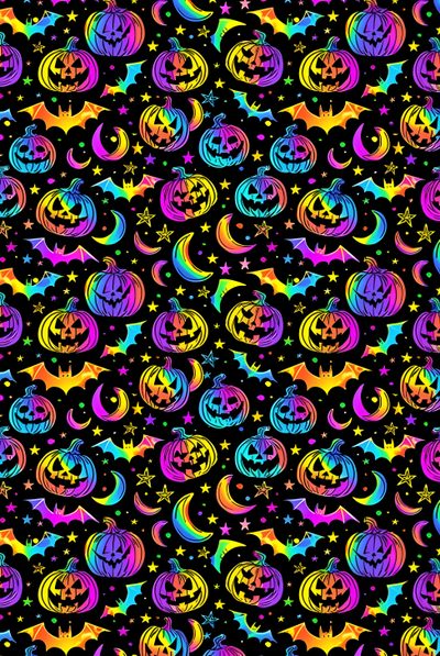 colorful halloween pumpkins and moon on black background Rainbow Halloween Halloween Pride, Halloween Neon Leopard Background, Bright Halloween, black