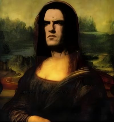 a painting of a man with long hair Type O Negative And Pantera On Halloween Peter Steele Lisa, Mona Lisa, Peter Steele Artwork, black