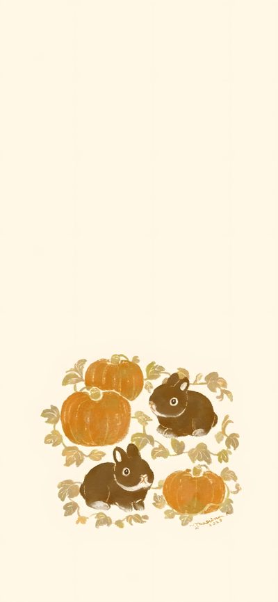 an animal is surrounded by pumpkins and leaves Halloween Rabbit Cute Fall Aesthetic, Thanksgiving Iphone, Bunny Fall Aesthetic, Kawaii Fall, old lace