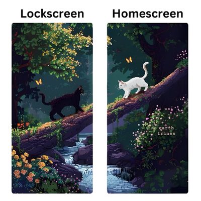 there are two pictures with cats on them Matching Halloween Home Screen Lock Screen, Lockscreen And Set, Lockscreen Matching Best Friends, dark slate gray