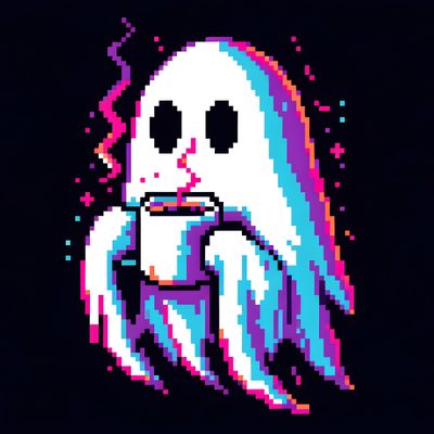 a pixel art image of a ghost holding a cup Halloween Pixel Art Pix Art, Pics Art, Backgrounds, Idées Minecraft, Cool Pixel Art, Amoled, black