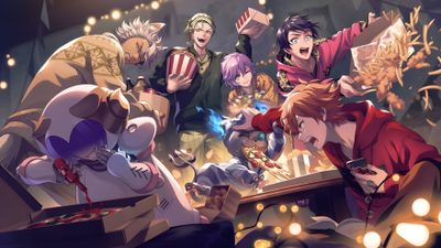 an anime scene with many people in the background Twisted Wonderland Halloween Twisted Wonderland Official Art, Twst Official Art, Twst Ipad, dim gray
