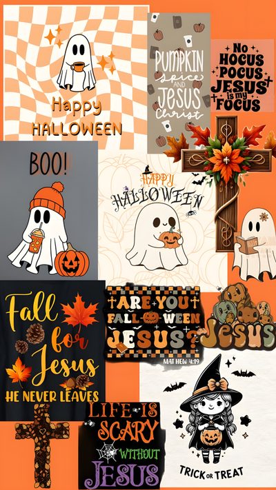 a collage of halloween cards with pumpkins, ghost and other things on them God Halloween God Halloween, Halloween Themed Design, Halloween Wall Paper Design, light coral
