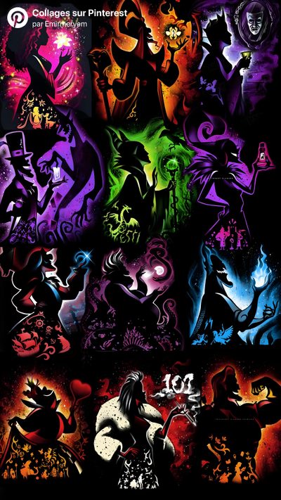 a bunch of different colored images on a black background Halloween Disney Villains Geek Movies, Disney Villain Party, Dark Disney Art, Disney Pop Art, black
