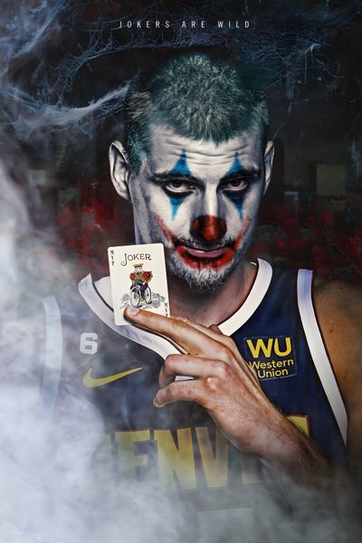 a man in clown makeup holding up a card Halloween Nba Nba, Basketball Posters, Basketball, Joker Art, Basketball Art, dark slate gray