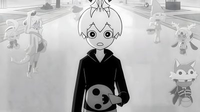 an animated image of a person holding a ball and standing in front of other cartoon characters Missing Halloween Halloween, 10 Things, silver