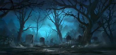 a creepy graveyard with tombstones and trees in the background at night, digital painting Halloween Graveyard Horror Background For Youtube Thumbnail, Horror Jungle Background, Horror Background Landscape, dark slate gray
