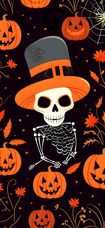 a skeleton wearing a top hat and holding a pumpkin in front of some jack - o'- lanterns Halloween Boy Halloween Fox, Halloween Panda Illustration, Vintage Halloween Owl Illustration, black
