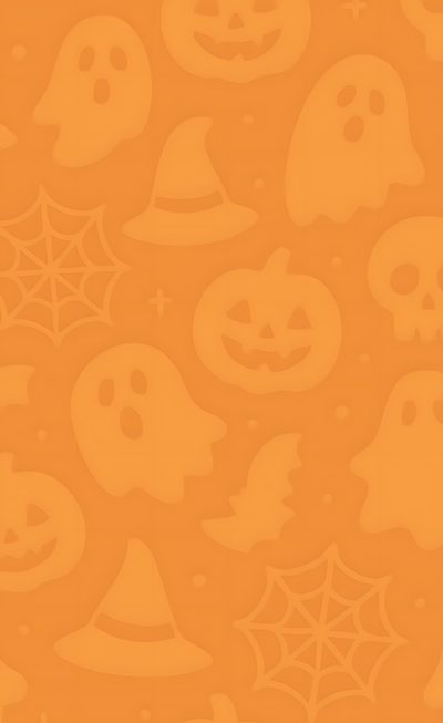 an orange halloween wallpaper with pumpkins and ghost heads on it's sides Halloween Orange Background Cute Halloween Flyer Background, Halloween Backgrounds Orange, Pastel Orange Halloween Background, peru