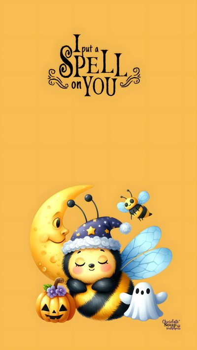 a card with a bee and some other items on it Halloween Bees Accent Ideas Cute Bee Design, Cute Bumblebee, Halloween Bees Accent Ideas, sandy brown