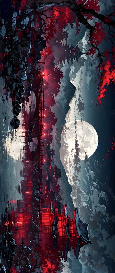an abstract painting with red and black colors Japanese Halloween Anime 4kwallpaper Laptop, Xiaomi Pad 7, Professional Laptop, dark slate gray