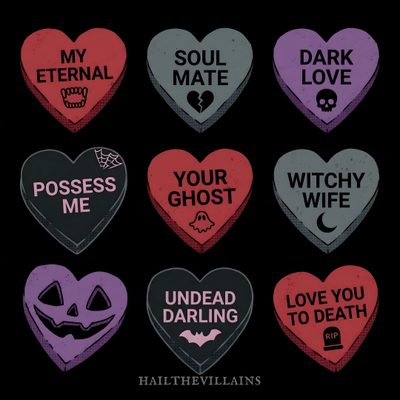 Gothic Valentine Spooky Valentines Wallpaper, Goth Spooky Valentine Wallpaper, Pastel Goth Valentines Spooky Valentines Wallpaper, Spooky Conversation Hearts, Vampire Valentine, Spooky Halloween Candy Hearts, Spooky Hearts, Spooky Valentine Chocolates, Spooky Valentines Aesthetic Halloween Conversation Hearts Gothic Valentine Spooky Valentines, Goth Spooky Valentine, Pastel Goth Valentines Spooky Valentines, black