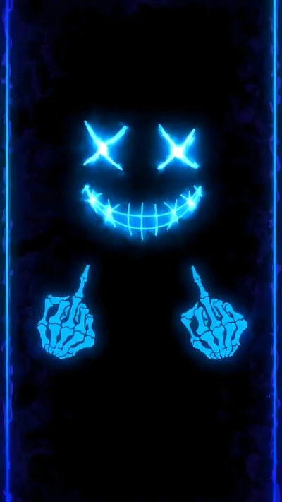 an animated image of a creepy face with glowing blue eyes and two fingers pointing towards the camera Halloween Middle Finger Ozadje Za Telefon, Backgrounds That Move, Best Phone Lock Screen, Blinking, black