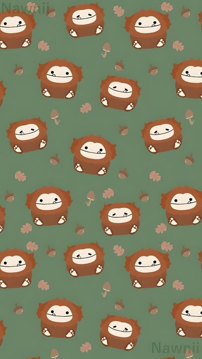 a green background with lions and leaves on it Cute Halloween Squishmallow Benny Squishmallow, Cute Cryptid, Sassy The Sasquatch Phone, dim gray