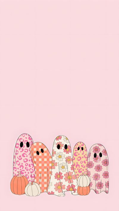 three little birds sitting on top of each other in the middle of a pink background Halloween Peach Cute Pink Fall, Halloween Cute, Cute Images For, Halloween, Cellphone, Cute Images, misty rose