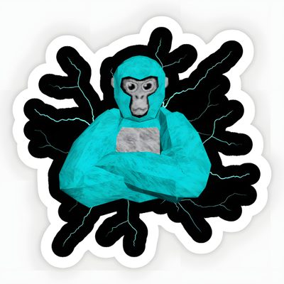 a blue gorilla sitting on top of a black and white background Gorilla Tag Halloween Gorilla Tag Headphones, Gorilla Tag Cosmetics Party Hat, Gorilla Tag Vr, lavender