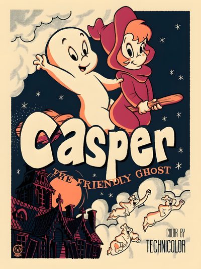 casper and the friendly ghost poster Casper Halloween Casper The Friendly Ghost, Casper The Unfriendly Ghost, Casper Movie Poster, tan