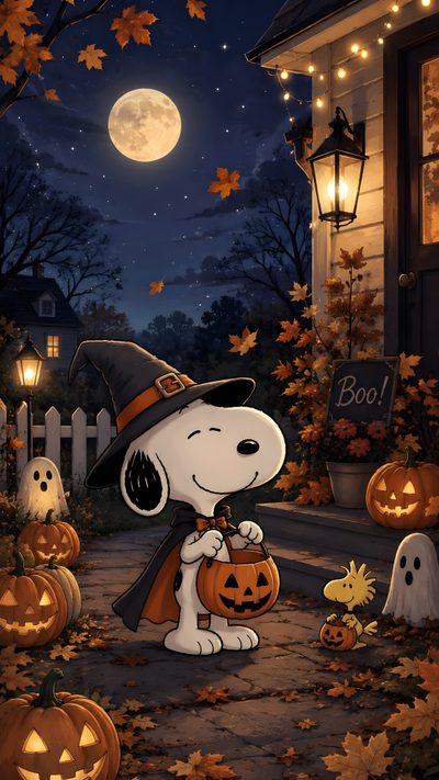 a cartoon dog dressed as a witch with pumpkins Charlie Brown Halloween Iphone Happy Halloween Pictures, Peanuts Halloween, Snoopy Funny, dark slate gray