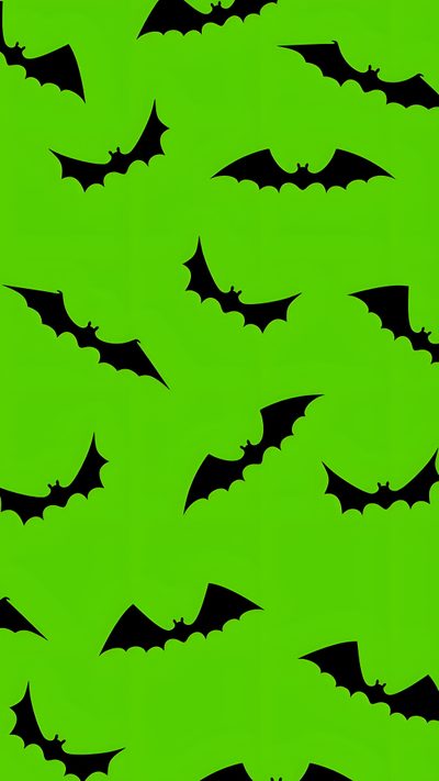 a green background with black bats on it Green Halloween Cute Green Halloween, Aesthetic Green Halloween Background, Purple And Green Halloween,
