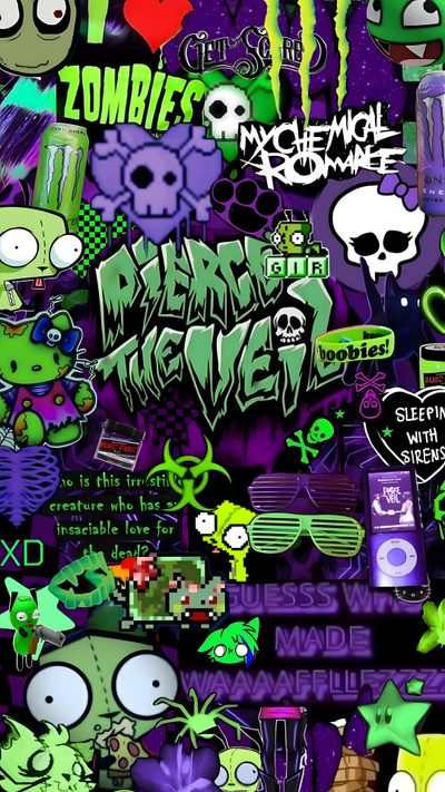 a bunch of stickers that are all over the place Scenecore Halloween Siren Creature, Scene Emo, Scene Core, Zombie, Trippy Iphone, Scene, dark slate gray