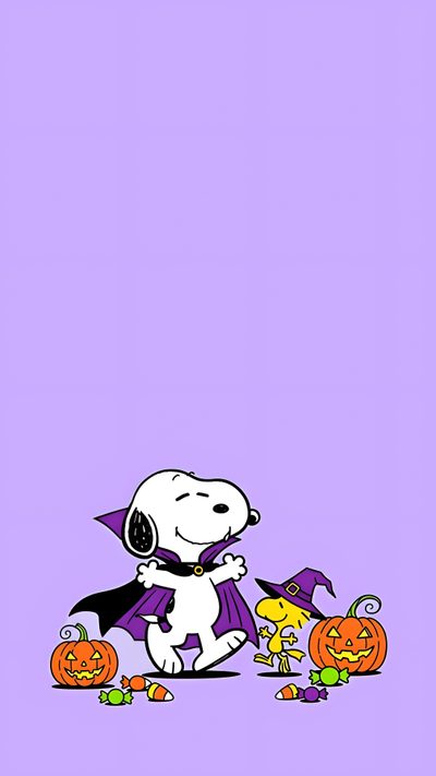 a cartoon dog dressed as a bat and pumpkins Snoopy Halloween Iphone Hello Kitty Halloween, Peanuts, Halloween Iphone Backgrounds, Halloween Cute, plum