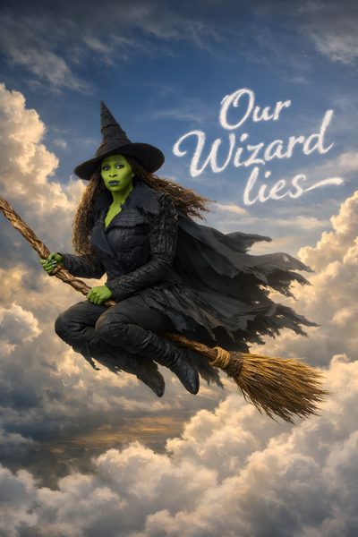 a wizard flying through the air on top of a broom with clouds in the background Wicked Halloween Wicked Images, Wicked Witch Of Oz, Wizard Of Oz Wicked Witch, Wicked Witches, dim gray