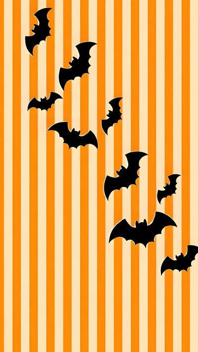 a group of bats flying in the air over an orange and white striped wallpaper Diagonal Halloween Multi Stripes With Halloween Argyle, Halloween Argyle Background, Cute Halloween Bat Background, sandy brown