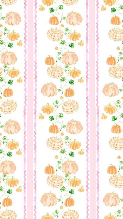 a pink and white striped wallpaper with pumpkins Roller Rabbit Halloween Coquette Thanksgiving, Pumpkin With Bows, Pink Bow Pumpkin, floral white