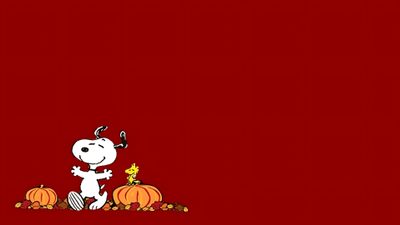 a red background with a cartoon dog and pumpkins Snoopy Halloween Macbook Snoopy, dark red