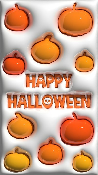an image of halloween pumpkins with the words happy halloween 3d Iphone Halloween Phone, 3d, Inflatable, Halloween, 3d Iphone Halloween, Autumn 3d, tan