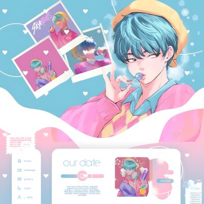 an anime character with blue hair and pink clothes Baby Saja Halloween Anime Website Design, Baby Saja Saja Kpop Demon Hunters, Saja Boys Kpop Demon Hunters Baby, thistle