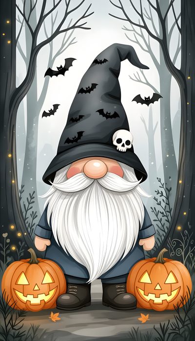 an image of a halloween gnome with pumpkins Gnome Halloween Halloween Gnomes, Halloween Gnome Iphone, Gnome Halloween, Wiccan, Gnome, Gnome Images, gray