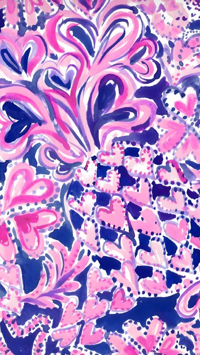 an abstract painting with pink and blue colors on it's surface, in the shape of hearts Lilly Pulitzer Halloween Lily Pulitzer Pink, Lilly Pulitzer Patterns, Lilly Pulitzer Ipad, plum